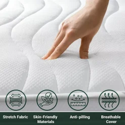 The White Stone Matelas 130x200 cm en Mousse Antibactérien* Matelas