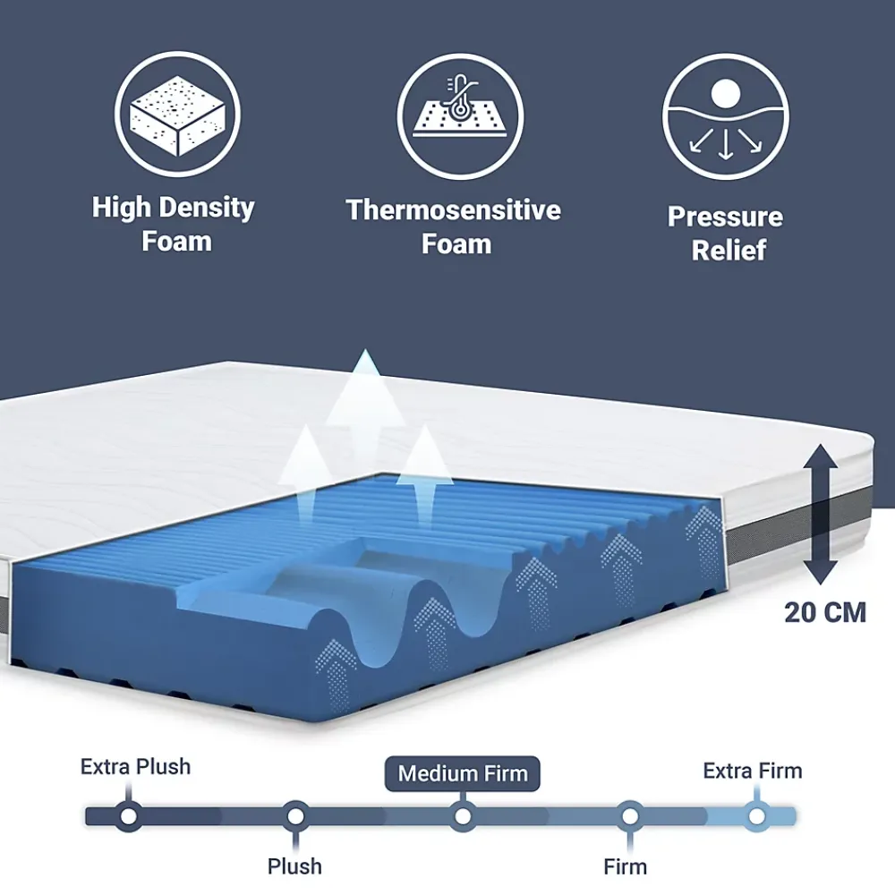The White Stone Matelas 90x220 cm en Mousse Antibactérien* Matelas