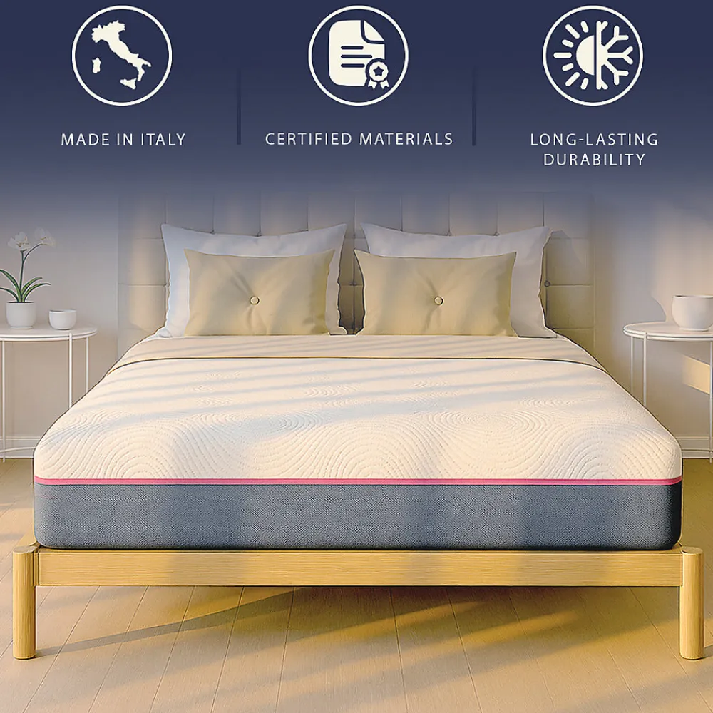 Matelas 90x190 en Mousse à Mémoire Breeze et Ressorts Ensachés, Hauteur 30 cm>The White Stone Outlet