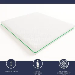 The White Stone Surmatelas 90x200 en Memory Foam Breeze à 9 Zones* Surmatelas