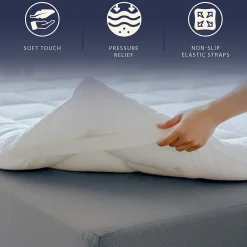 Surmatelas 160x190 cm avec rembourrage en ouate de 1000 g/m²><noscript><img width=
