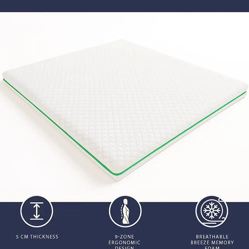 The White Stone Surmatelas 160x200 en Memory Foam Breeze à 9 Zones* Surmatelas