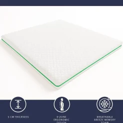 The White Stone Surmatelas 120x190 en Memory Foam Breeze à 9 Zones* Surmatelas