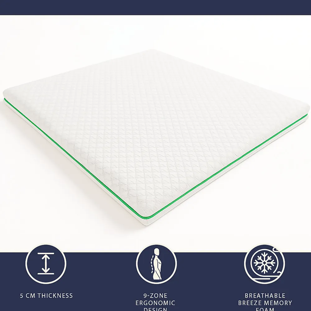 Surmatelas 140x200 en Memory Foam Breeze à 9 Zones>The White Stone Online