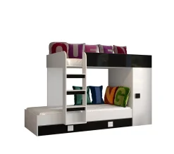 TOLEDO 2 Lit superposé 203,3/106,6/125 (blanc/noir)>Abiks Meble Clearance