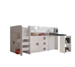 TOLEDO 1 Lit superposé 203,3/106,6/125 (blanc/blanc/gris)>Abiks Meble Sale