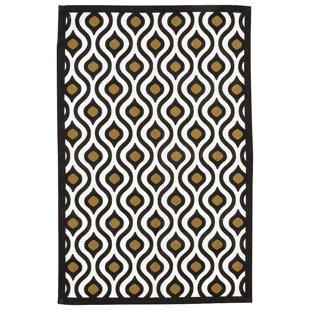 Torchon imprimé Twisted lime coton noir & blanc 45x70cm - Atmosphera>Atmosphera Créateur D'Intérieur Discount