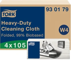 Chiffon de nettoyage ultra-résistant biosourcé blanc W4, technologie exelCLEAN, 4 x 105 chiffons, 930179>Tork Outlet