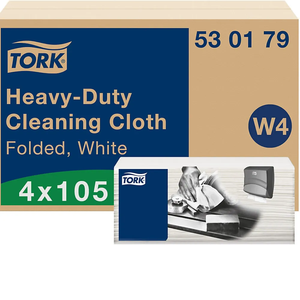 Chiffon de Nettoyage Ultra-résistant blanc W4, Multi-usages, 4 x 105 chiffons, 530179>Tork