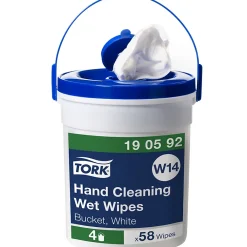 Tork Seau de Lingettes humides pour Nettoyage des mains blanc W14, sans parfum, 1 x 58 lingettes,190592* Produit Multi-Usages|Lingette