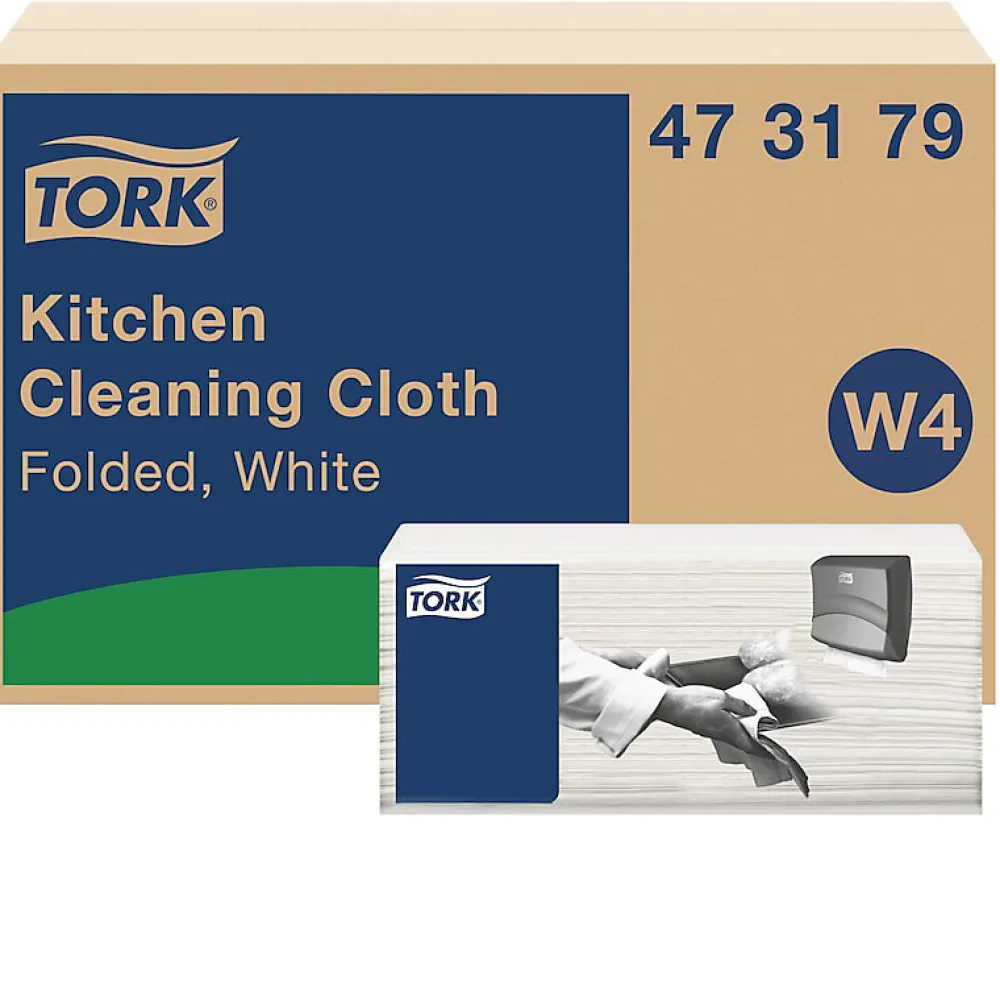 Torchon pour Cuisine blanc W4, Ultra-absorbant, 4 x 75 chiffons, 473179>Tork Best