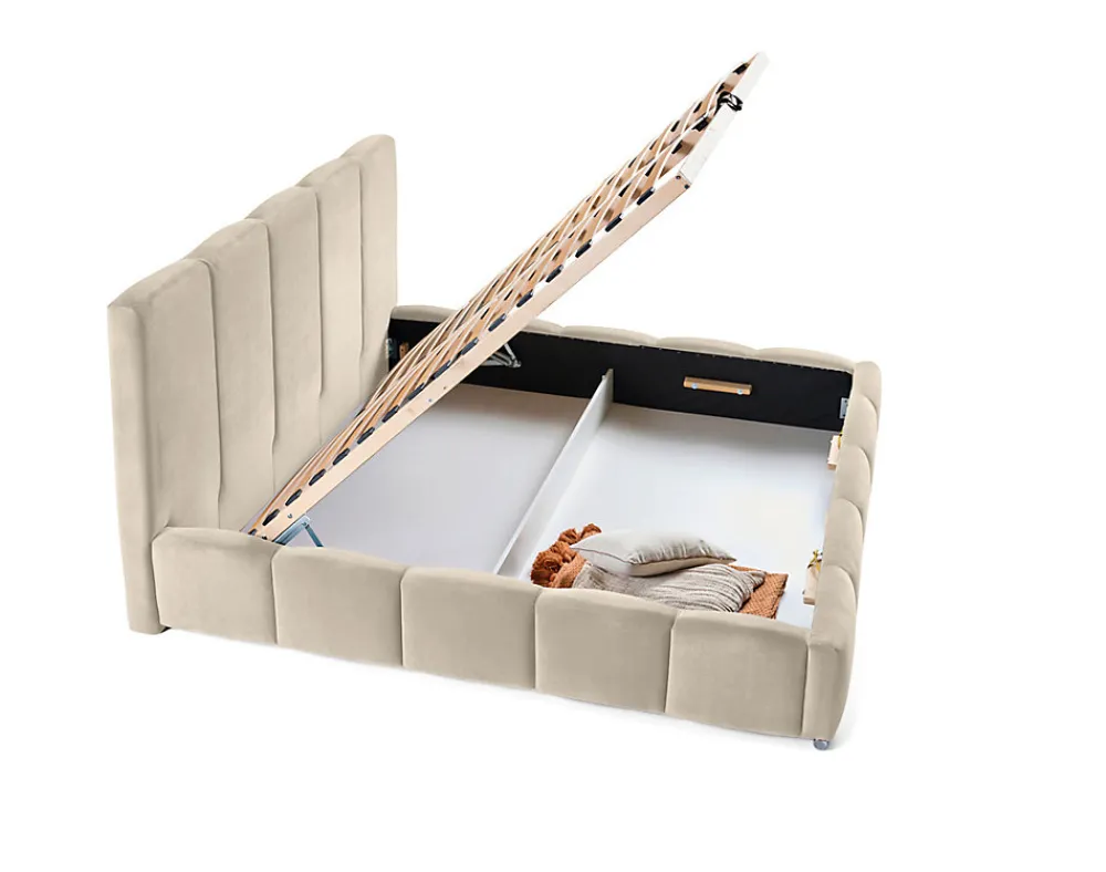 Torreon - lit coffre - 180x200 - sommier inclus - en velours ->Best Mobilier Hot