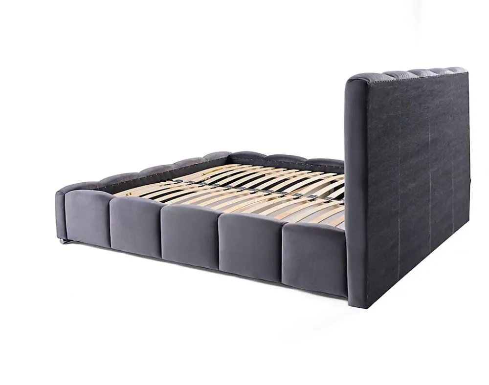 Best Mobilier Torreon - lit coffre - 140x200 - sommier inclus - en velours -* Lit Coffre