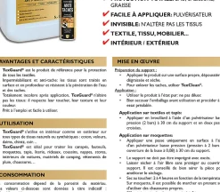 Traitement anti taches tissus ou cuir TEXGUARD 2L (+ Bouchon Pulvérisateur offert) traite 40m²><noscript><img width=