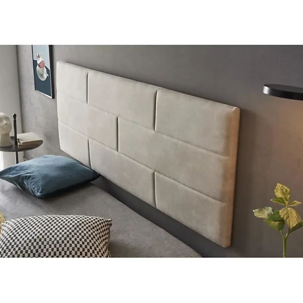 Eccox Tête de lit 120 Bricks Tissu Anti-Tache 152x57x5 Effet Granit Blanc Cassé.* Tête De Lit