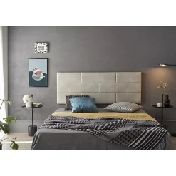Eccox Tête de lit 80 Briques Tissu Anti-Tache 112x57x5 Effet Granit Blanc Cassé.* Tête De Lit