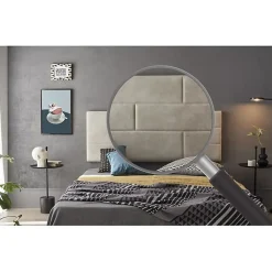 Eccox Tête de lit 80 Briques Tissu Anti-Tache 112x57x5 Effet Granit Blanc Cassé.* Tête De Lit