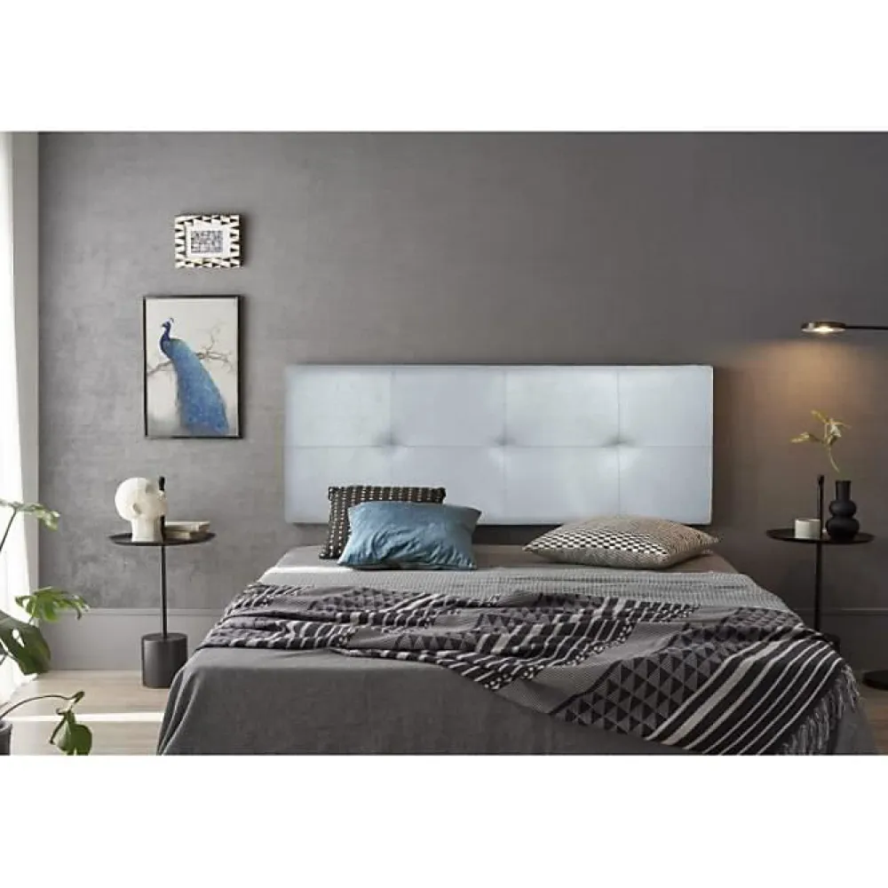 Eccox Tête de lit - Cala - Similicuir argenté - 145 cm - Rembourrage en mousse HR - Fabriqué en Espagne* Tête De Lit