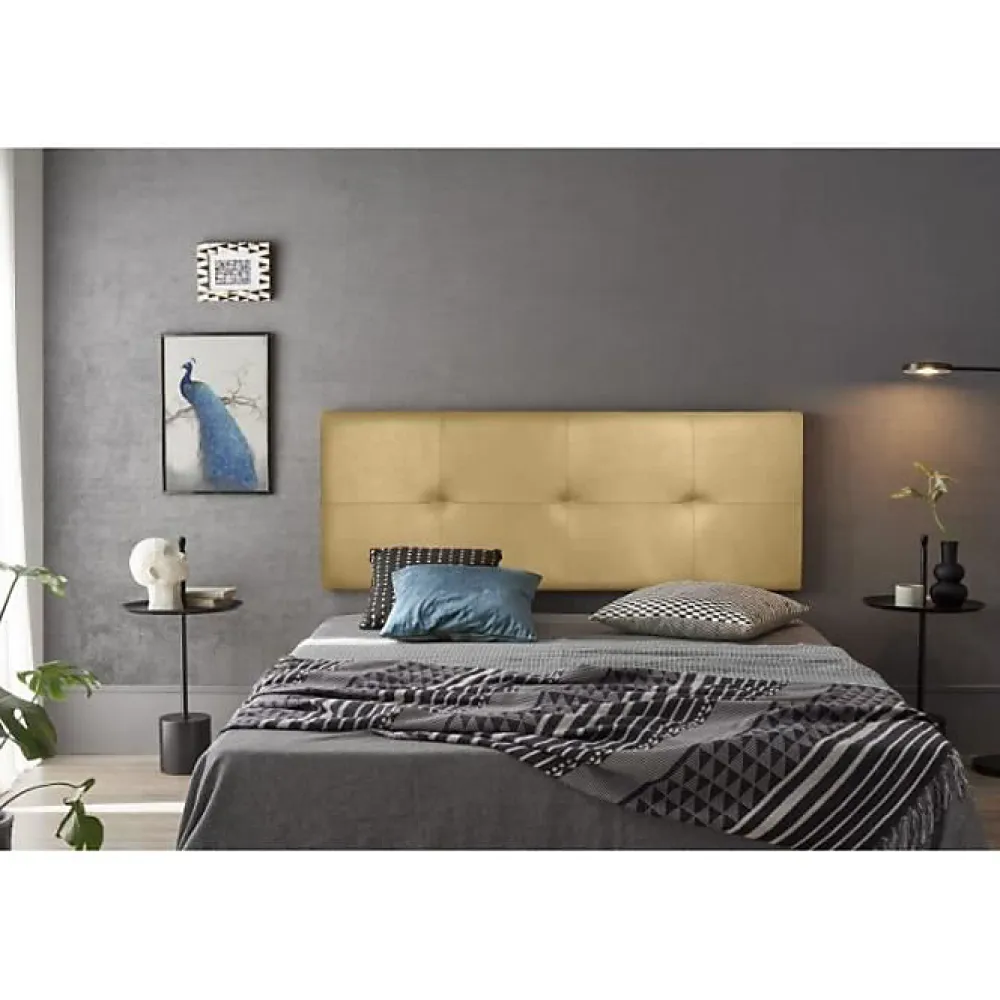 Tête de lit - Cala - Similicuir doré - 160 cm - Rembourrage en mousse HR - Fabriqué en Espagne>Eccox Online