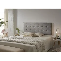 Tête de lit 105 Capitone Damier Tissu Anti-Tache 112x57x5cm Gris.>Eccox Online