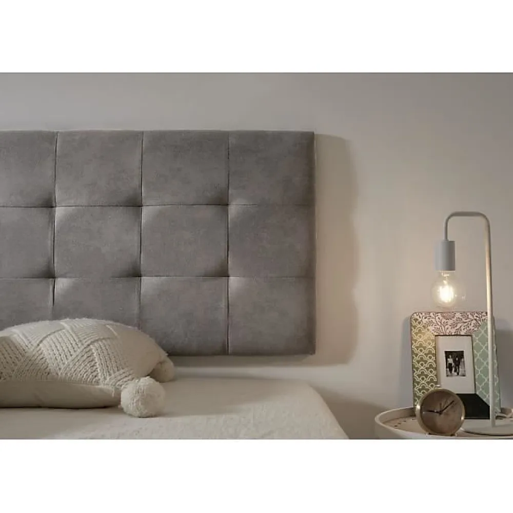 Tête de lit 105 Capitone Damier Tissu Anti-Tache 112x57x5cm Gris.>Eccox Online
