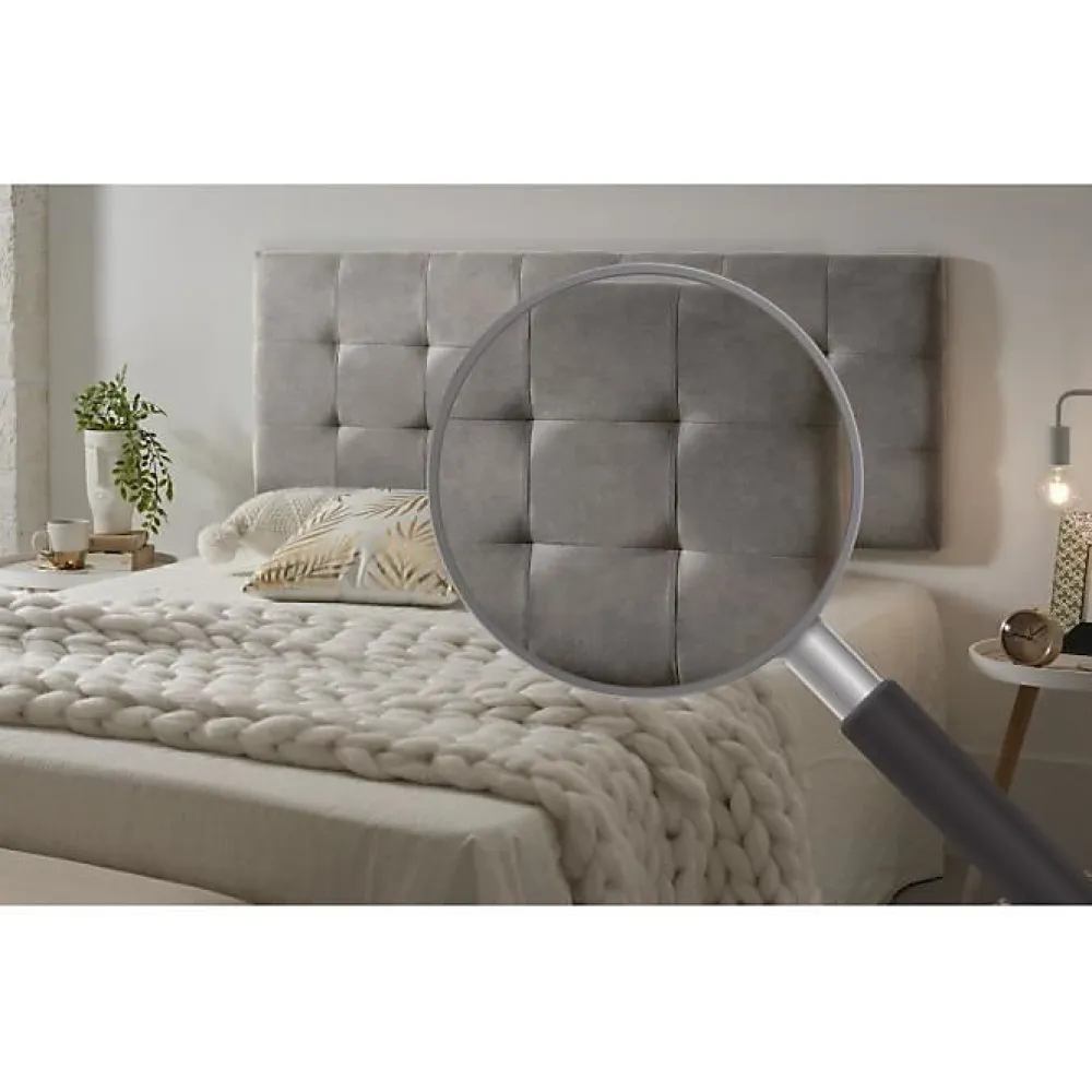 Tête de lit 105 Capitone Damier Tissu Anti-Tache 112x57x5cm Gris.>Eccox Online