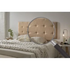 Eccox Tête de lit 80 Capitone Damier Tissu Anti-Tache 112x57x5cm Camel Clair.* Tête De Lit