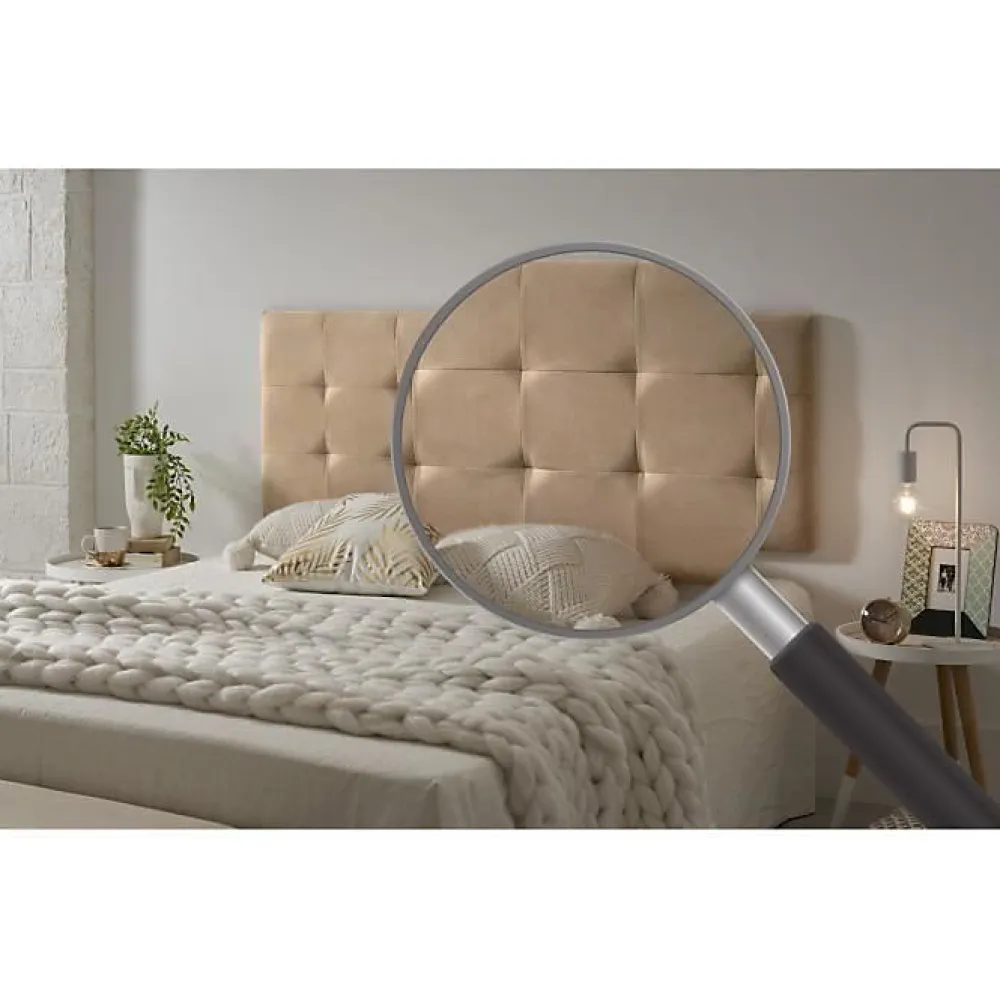Eccox Tête de lit 80 Capitone Damier Tissu Anti-Tache 112x57x5cm Camel Clair.* Tête De Lit