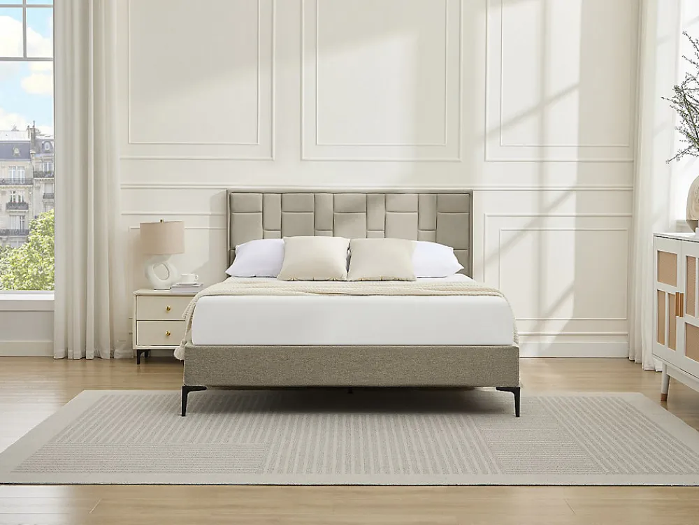 Tête de lit 140 cm - Velours - Taupe - HERMINE>Vente-unique Sale