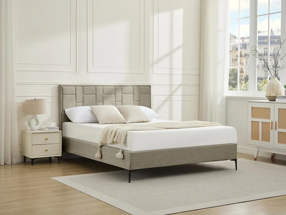 Tête de lit 140 cm - Velours - Taupe - HERMINE>Vente-unique Sale