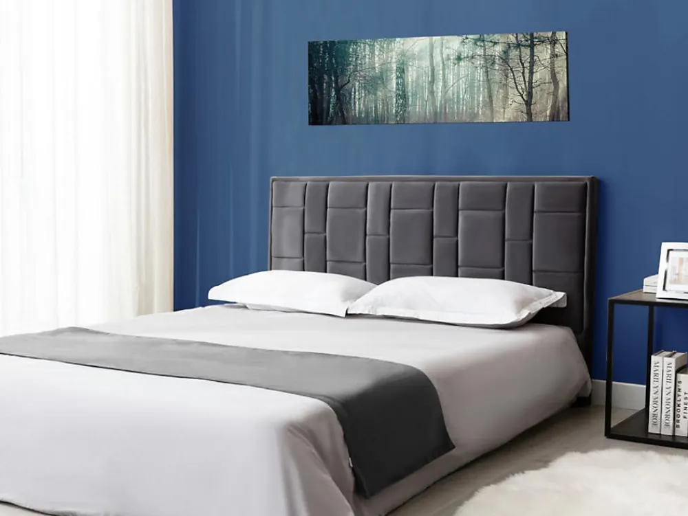 Tête de lit 140 cm - Velours - Gris foncé - HERMINE>Vente-unique