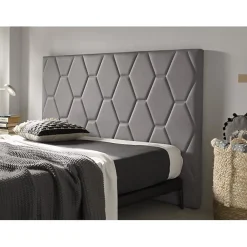 Tête de lit - - Agata - Similicuir gris - Style scandinave - Fabrication espagnole><noscript><img width=