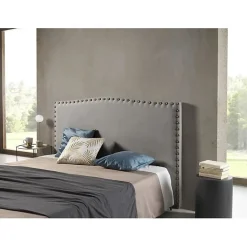 Tête de lit - - Ambar - Tissu Aquaclean - Gris - 115x115x8 cm><noscript><img width=