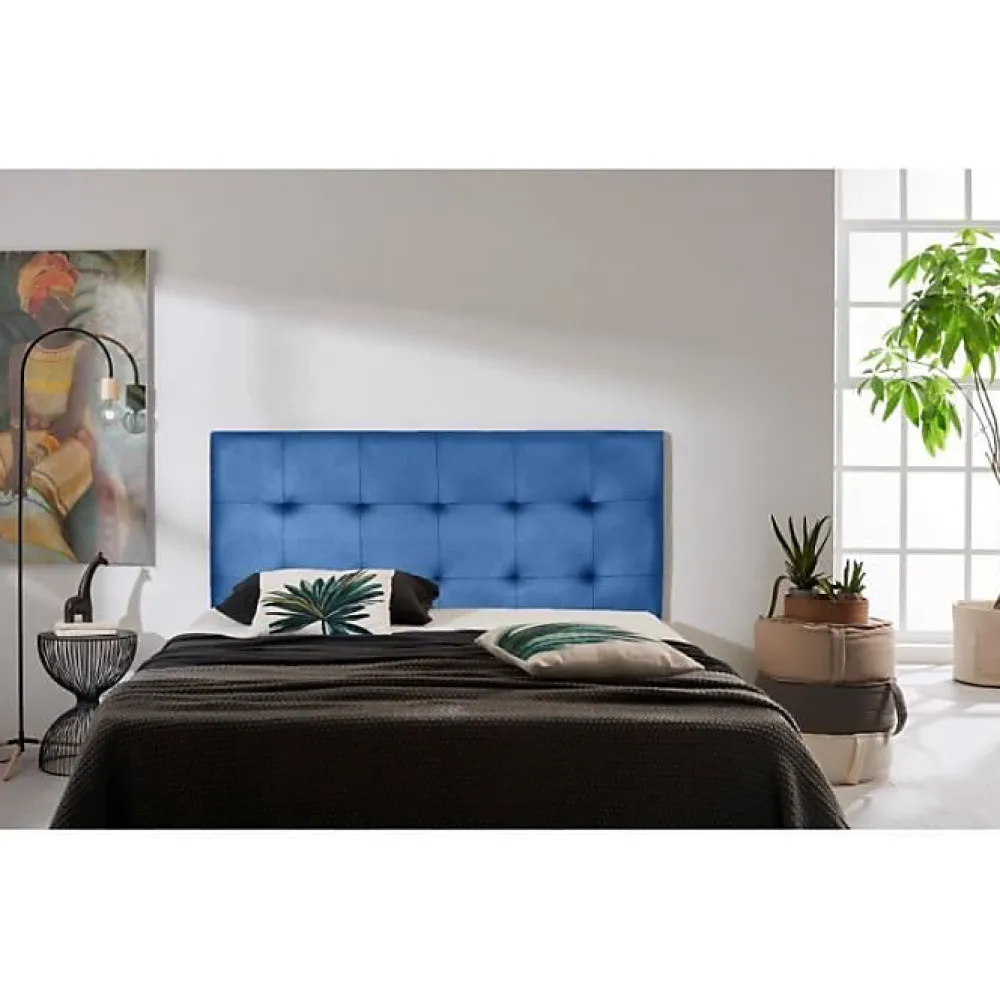 Tête de lit - - Aster - Similicuir bleu - 115 cm - Design contemporain>Eccox