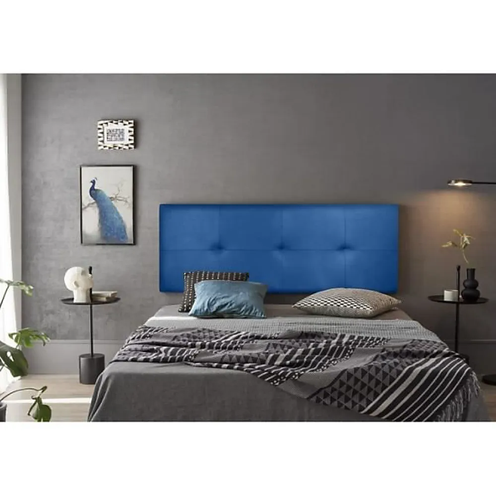 Eccox Tête de lit - - Cala - Similicuir bleu - 130 cm - Rembourrage en mousse HR* Tête De Lit