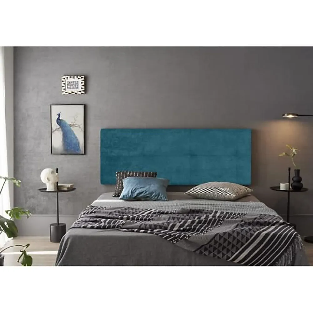 Eccox Tête de lit - - Cala - Tissu bleu - 220 cm - Rembourrage en mousse HR* Tête De Lit