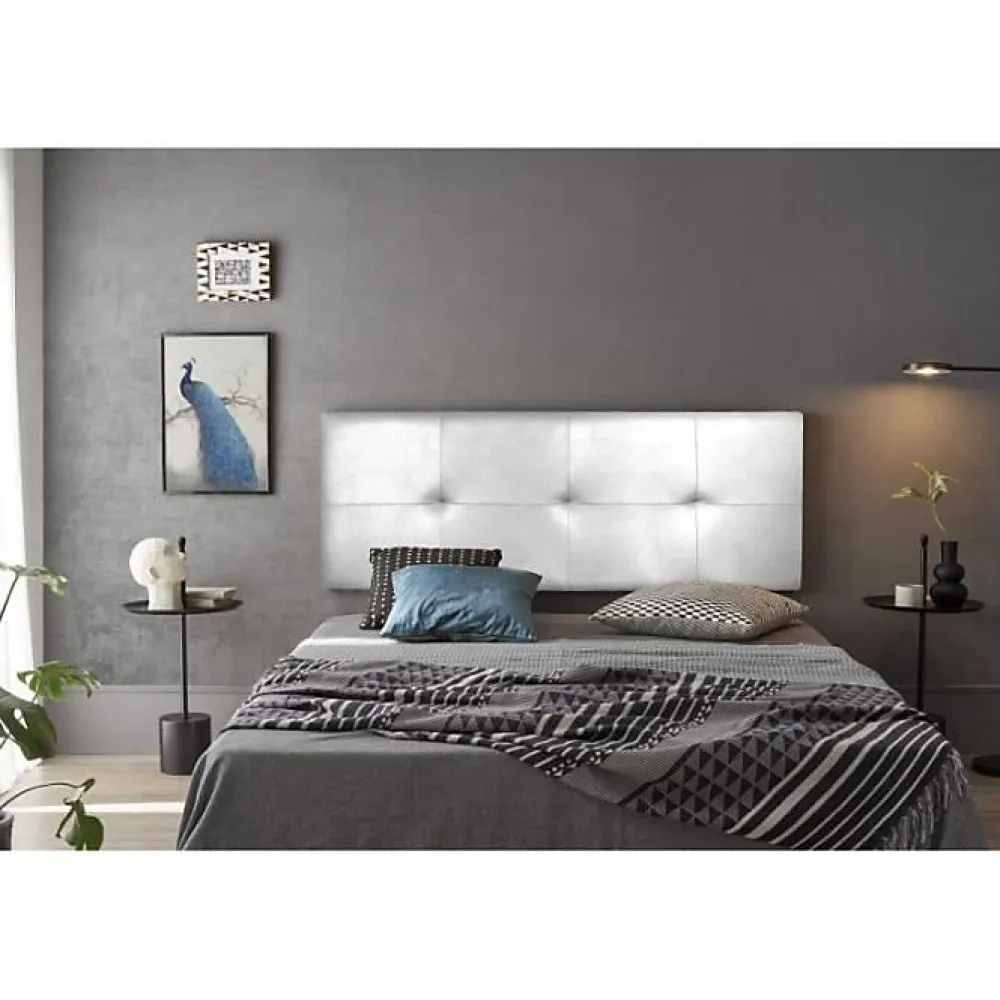 Tête de lit - - Cala - Similicuir blanc - 160 cm - Rembourrage en mousse HR>Eccox Outlet