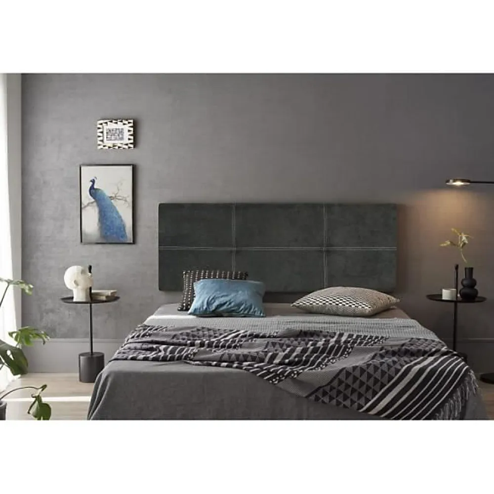 Eccox Tête de lit - - Dalia - Tissu Aqualine - Gris - 170 cm - Rembourrée* Tête De Lit