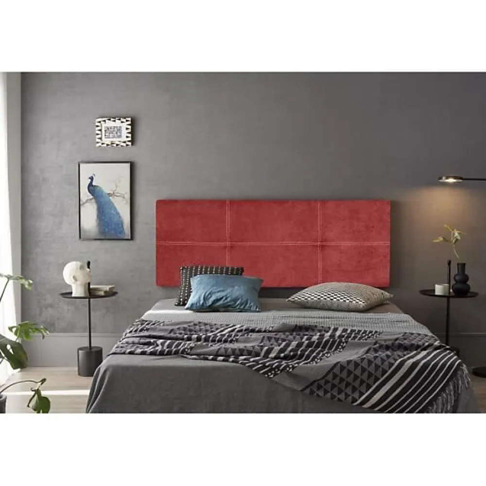 Eccox Tête de lit - - Dalia - Tissu Aqualine - Rouge - 210 cm - Rembourrée* Tête De Lit
