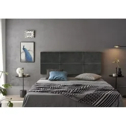 Eccox Tête de lit - - Dalia - Tissu Aqualine Gris - 130 cm - Rembourrée et élégante* Tête De Lit