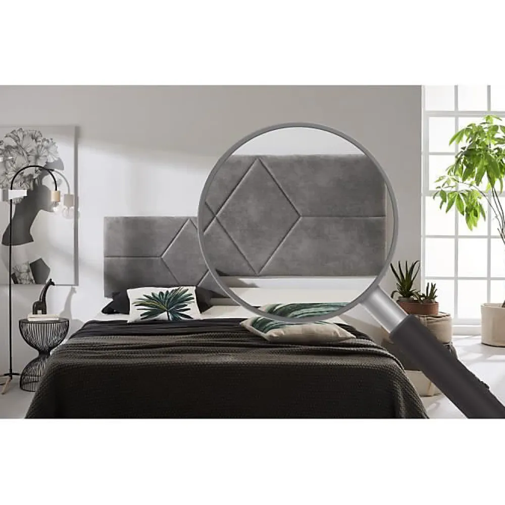Eccox Tête de lit - - Deux Diamants - 152 x 57 x 5 cm - Tissu Anti-Tache - Couleur Gris* Tête De Lit