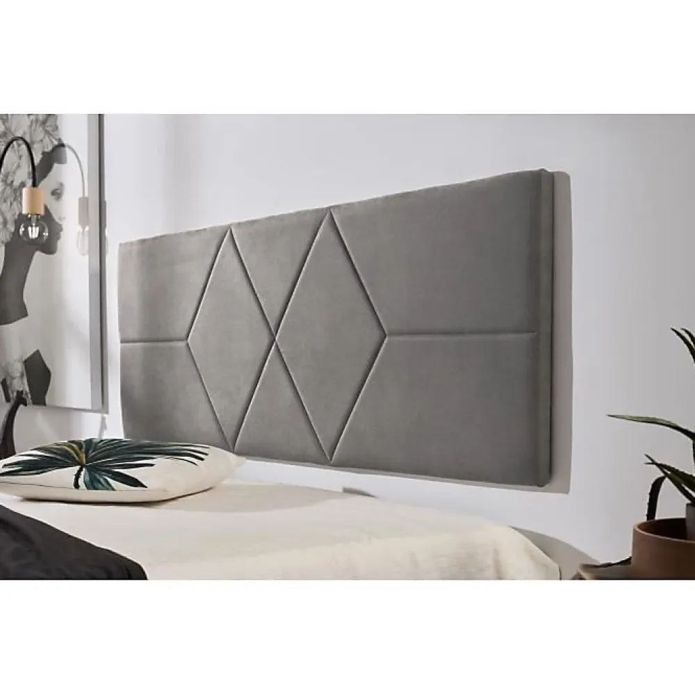 Eccox Tête de lit - - Deux Diamants - 152 x 57 x 5 cm - Tissu Anti-Tache - Couleur Gris* Tête De Lit