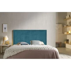 Tête de lit - - Lily - Tissu bleu - Antitache - 115 cm de largeur>Eccox Outlet