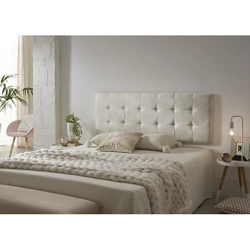 Eccox Tête de lit - - 112x57cm - Tissu Anti-Tache - Design Contemporain - Effet Granit Blanc Casse* Tête De Lit
