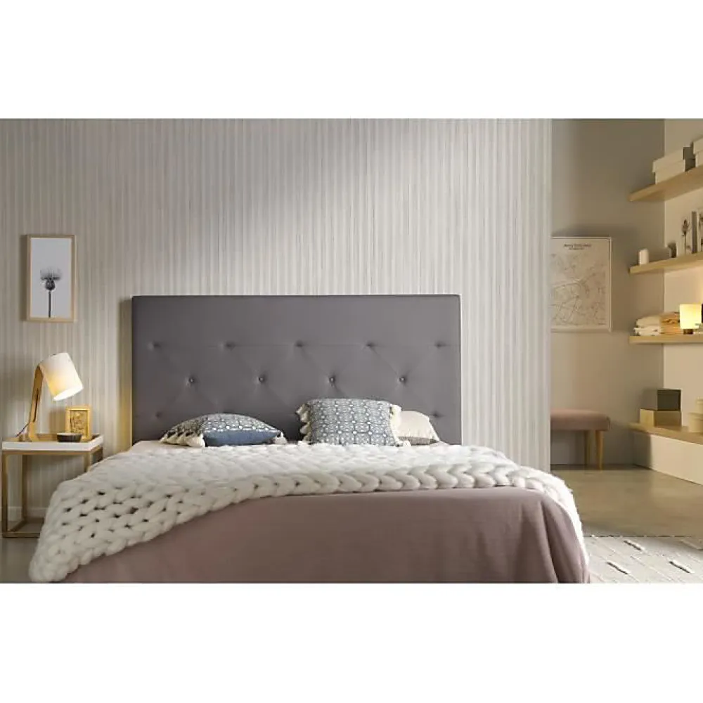 Tête de lit - - Zafiro - Similicuir - Gris - 160 cm - Aquaclean>Eccox Outlet