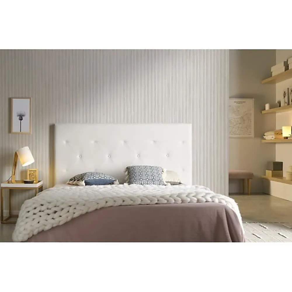 Tête de lit - - Zafiro - Similicuir blanc - 115x115x8 cm - Aquaclean antitache>Eccox Hot
