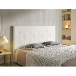 Tête de lit - - Zafiro - Similicuir blanc - 115x115x8 cm - Aquaclean antitache><noscript><img width=
