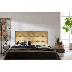 Eccox Tête de lit - Iris - Similicuir doré - 145 cm - Épaisseur 8 cm - Fabrication artisanale* Tête De Lit