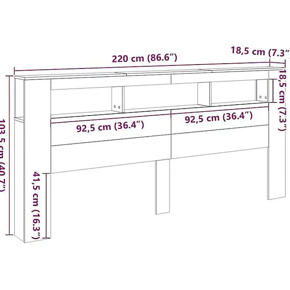 Vidaxl Tête de lit à LED chêne artisanal 220x18,5x103,5 cm* Tête De Lit