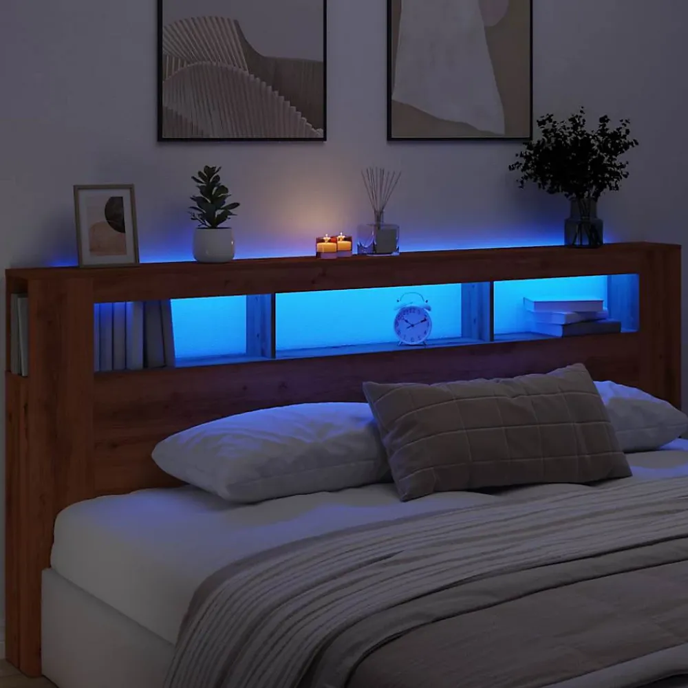 Vidaxl Tête de lit à LED chêne artisanal 220x18,5x103,5 cm* Tête De Lit